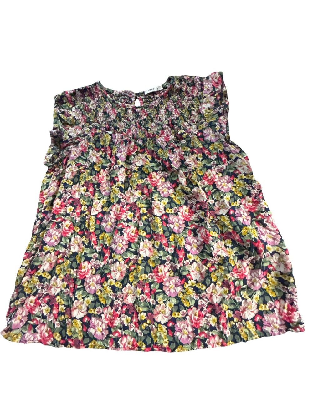 Orsay Floral Smocked Cottagecore Ruffle Blouse Top EU 40 US 10 / M